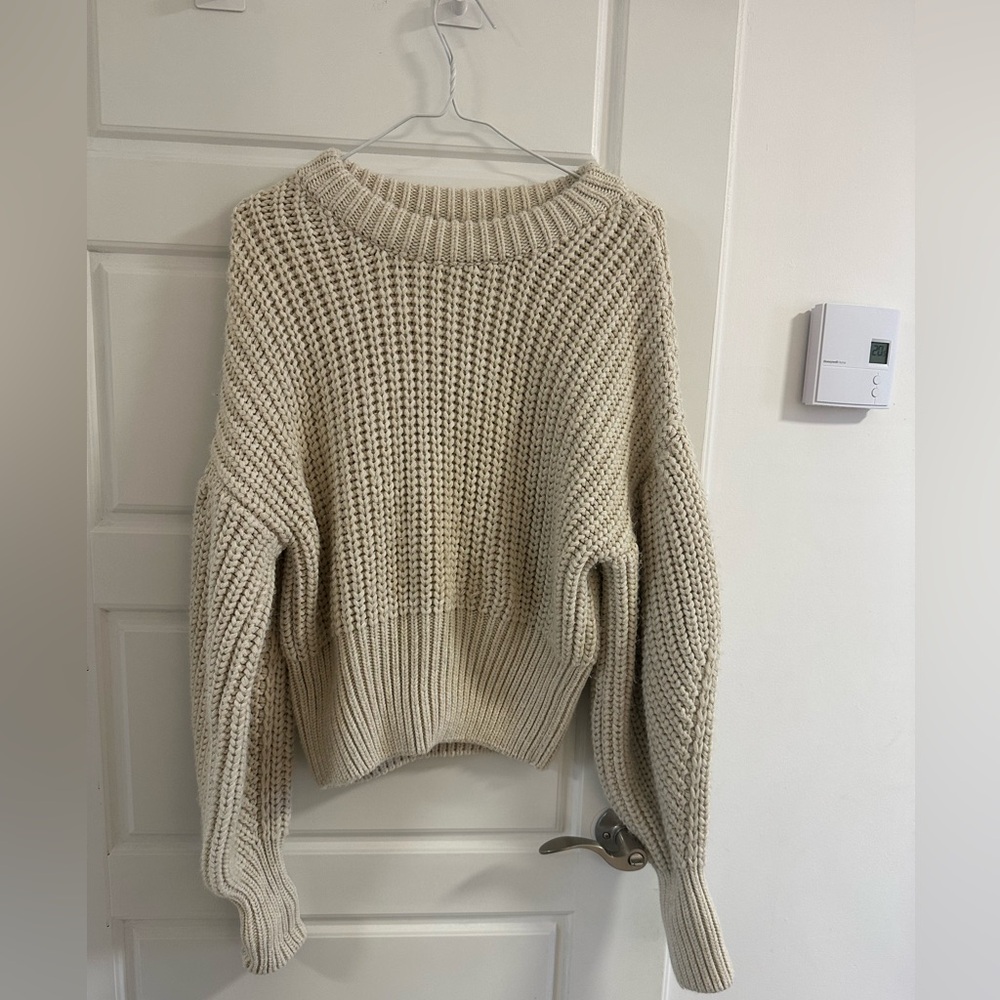 Zara Cream Knit Bubble Sweater